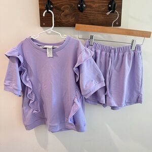 NWOT Set Proper Purple Ruffle Magnolia Sweat Set Size 12